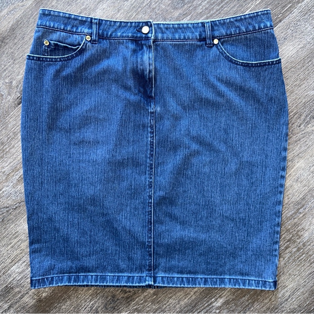 J. McLaughlin Denim High Rise Straight Pencil Skirt Blue 14